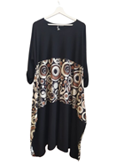 Vestido largo de algodón negro con franja estampada de Burbujas | 115-1-025-1-3390 | Ropa y complementos para todas, tallas grandes, moda casual, elegante y cómoda.
