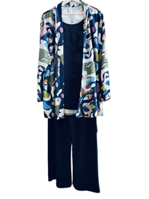 Conjunto versatil de Blusa tipo chaqueta y pantalon palazzo.  | 93-66-010-1-2990 | Ropa y complementos para todas, tallas grandes, moda casual, elegante y cómoda.