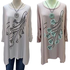 Blusón camiseta evasé, bajo irregular, manga larga | 502515 | Ropa y complementos para todas, tallas grandes, moda casual, elegante y cómoda.