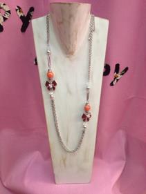 Collar plateado y naranja "Lazos" | 008039 | Ropa y complementos para todas, tallas grandes, moda casual, elegante y cómoda.