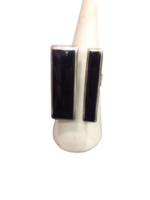 Anillo de Plata con doble Piedra rectangulares de Onix | 00-33P-007-10-3090 | Ropa y complementos para todas, tallas grandes, moda casual, elegante y cómoda.