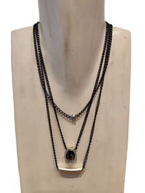 Collar 3 en 1, distintas alturas, plateado | 008046 | Ropa y complementos para todas, tallas grandes, moda casual, elegante y cómoda.