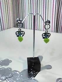 Pendientes "Corazón verde" | 008246 | Ropa y complementos para todas, tallas grandes, moda casual, elegante y cómoda.