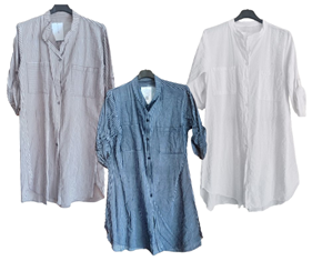 Vestido camisero de algodón de manga larga "Rayas" | 75-4-001-7-2190 | Ropa y complementos para todas, tallas grandes, moda casual, elegante y cómoda.