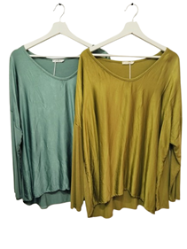 Camiseta manga larga color liso brillante | 50-2-046-1-1590 | Ropa y complementos para todas, tallas grandes, moda casual, elegante y cómoda.