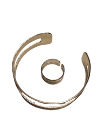 Conjunto de Acero de Pulsera y Anillo | 00-37A-001-10-1090 | Ropa y complementos para todas, tallas grandes, moda casual, elegante y cómoda.