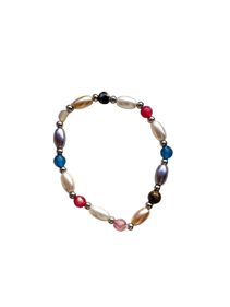 Pulsera elástica con pedrería blanca y colores "Confeti" | 108231 | Ropa y complementos para todas, tallas grandes, moda casual, elegante y cómoda.