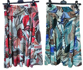 Falda fresca evasé estampada "Hojas" | 603111 | Ropa y complementos para todas, tallas grandes, moda casual, elegante y cómoda.