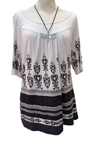 Camiseta manga corta Étnica | 002547 | Ropa y complementos para todas, tallas grandes, moda casual, elegante y cómoda.