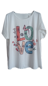Camiseta Lo-ve Flores | 48-2-023-1-1490 | Ropa y complementos para todas, tallas grandes, moda casual, elegante y cómoda.
