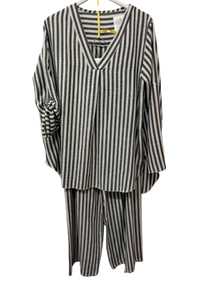 Conjunto de rayas de blusa y pantalon palazzo tallas grandes | 123-66-018-1-3590 | Ropa y complementos para todas, tallas grandes, moda casual, elegante y cómoda.