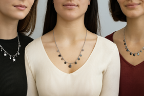 Collar de Acero pequeños Simbolos y Piedras | 10-36A-017-17-490 | Ropa y complementos para todas, tallas grandes, moda casual, elegante y cómoda.