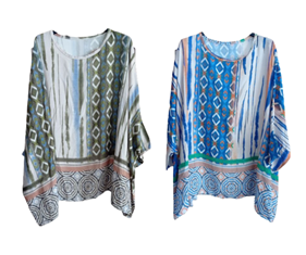 Blusa amplia estampada con triángulos en rayas | 95-3-015-11-2690 | Ropa y complementos para todas, tallas grandes, moda casual, elegante y cómoda.