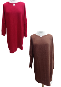 Vestido punto, manga caida, cuello redondo | 651174 | Ropa y complementos para todas, tallas grandes, moda casual, elegante y cómoda.