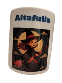 Taza Personalizada en color. Brujita en escoba. Altafulla | 15-83T-003-87-990 | Ropa y complementos para todas, tallas grandes, moda casual, elegante y cómoda.
