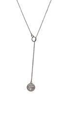 Collar de Acero con Piedra blanca circular colgando | 00-36A-010-10-590 | Ropa y complementos para todas, tallas grandes, moda casual, elegante y cómoda.