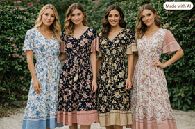Vestido largo flores | 50-1-015-3-1590 | Ropa y complementos para todas, tallas grandes, moda casual, elegante y cómoda.