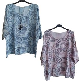 Blusa manga larga 3/4 amplia "Círculos" | 652524 | Ropa y complementos para todas, tallas grandes, moda casual, elegante y cómoda.