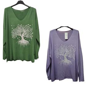 Camiseta mujer cálida cuello V "Árbol de la Vida" | 602557 | Ropa y complementos para todas, tallas grandes, moda casual, elegante y cómoda.