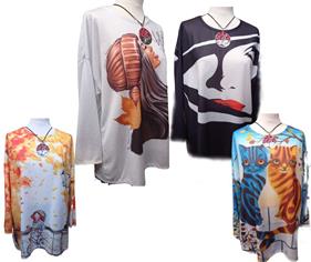 Camiseta manga larga estampada rostros "Temática" | 602070 | Ropa y complementos para todas, tallas grandes, moda casual, elegante y cómoda.