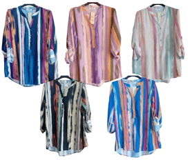 Blusa manga larga Rayas Multicolor | 75-3-002-4-2190 | Ropa y complementos para todas, tallas grandes, moda casual, elegante y cómoda.