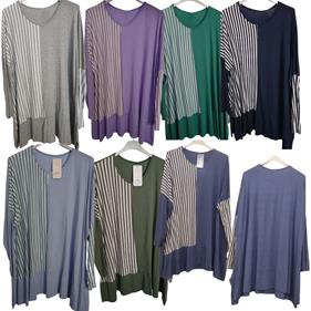 Camiseta manga larga rayas y lisa "Lineas" | 602542 | Ropa y complementos para todas, tallas grandes, moda casual, elegante y cómoda.