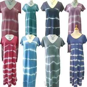 Vestido maxi manga corta "Tie-dye Horizontal" | 691165 | Ropa y complementos para todas, tallas grandes, moda casual, elegante y cómoda.
