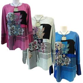 Camiseta "Flores y geometría" | 572454 | Ropa y complementos para todas, tallas grandes, moda casual, elegante y cómoda.