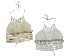 Top corte bikini color crudo o blanco en crochet | 35-3-075-43-1149 | Ropa y complementos para todas, tallas grandes, moda casual, elegante y cómoda.