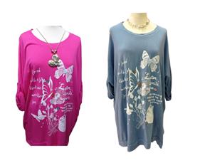 Blusón acamisetado manga larga "Mariposas" | 691186 | Ropa y complementos para todas, tallas grandes, moda casual, elegante y cómoda.