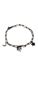 Pulsera de Acero Tobillera "Estrella, Trebol y Media Luna" | 100418 | Ropa y complementos para todas, tallas grandes, moda casual, elegante y cómoda.