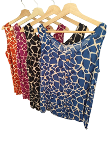 Blusa tirantes evasé con estampado Cebra | 30-3-084-49-1013 | Ropa y complementos para todas, tallas grandes, moda casual, elegante y cómoda.