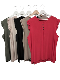 Blusa sin mangas colores lisos | 37-3-048-49-1203 | Ropa y complementos para todas, tallas grandes, moda casual, elegante y cómoda.