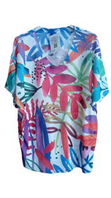 Camiseta de algodón manga corta "Hojas" | 55-2-003-11-1590 | Ropa y complementos para todas, tallas grandes, moda casual, elegante y cómoda.