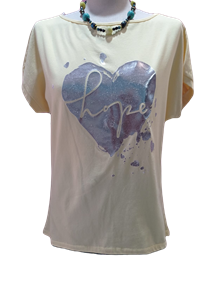 Camiseta manga corta "Corazón plateado" | 552023 | Ropa y complementos para todas, tallas grandes, moda casual, elegante y cómoda.