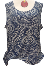 Camiseta tirante Azul Paisley | 402416 | Ropa y complementos para todas, tallas grandes, moda casual, elegante y cómoda.