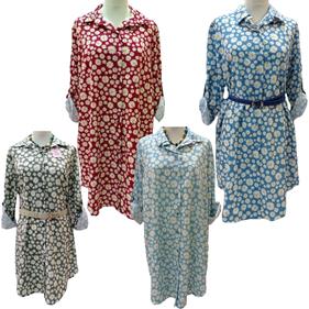 Vestido camisero estampado con flores | 551178 | Ropa y complementos para todas, tallas grandes, moda casual, elegante y cómoda.