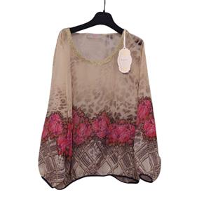 Blusón manga larga "Flores" | 092130 | Ropa y complementos para todas, tallas grandes, moda casual, elegante y cómoda.