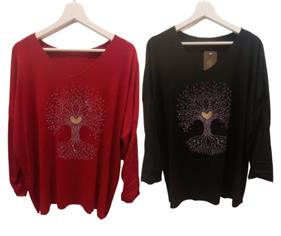 Camiseta cálida invierno cuello pico "Árbol de la Vida" | 65-2-035-1-1990 | Ropa y complementos para todas, tallas grandes, moda casual, elegante y cómoda.