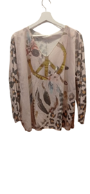 Camiseta manga larga, cuello de pico "Paz" | 65-3-041-1-1990 | Ropa y complementos para todas, tallas grandes, moda casual, elegante y cómoda.