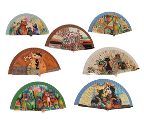 Abanico de madera con dibujos de gatos | 20-24-006-2-990 | Ropa y complementos para todas, tallas grandes, moda casual, elegante y cómoda.