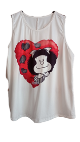 Camiseta Corazon Mafalda | 45-2-030-1-1490 | Ropa y complementos para todas, tallas grandes, moda casual, elegante y cómoda.