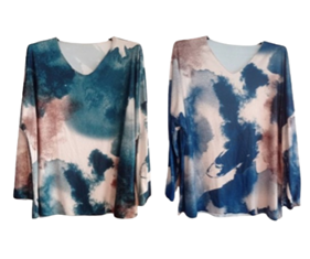 Camiseta Manchas de Agua | 58-2-035-1-1690 | Ropa y complementos para todas, tallas grandes, moda casual, elegante y cómoda.