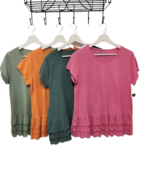 Camiseta de manga corta con faldon | 49-2-053-43-1590 | Ropa y complementos para todas, tallas grandes, moda casual, elegante y cómoda.