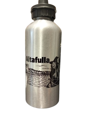 Termo Souvenir de Altafulla con dibujo en negro de Bruja en barca frente a Altafulla | 66-83TM-010-87-1990 | Ropa y complementos para todas, tallas grandes, moda casual, elegante y cómoda.